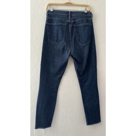 AGOLDE 27 High Rise Straight Crop Raw Hem Button Fly Denim Jeans Stretch EUC - Picture 9 of 11